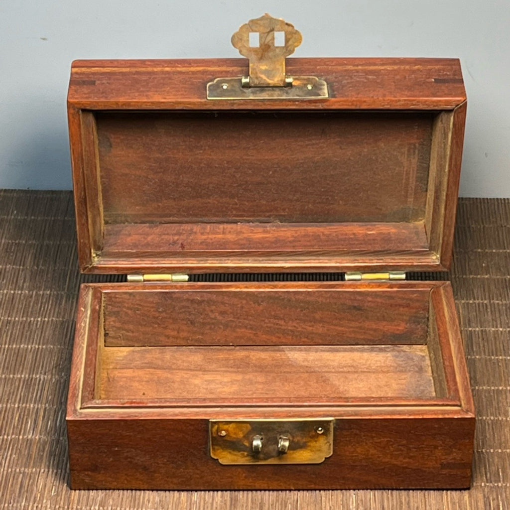 Pear wood inlaid bamboo yellow carved jewelry box