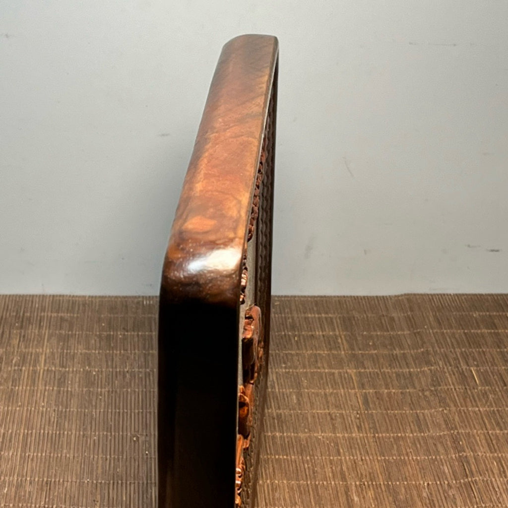 Black sandalwood inlaid boxwood carved small tea plate