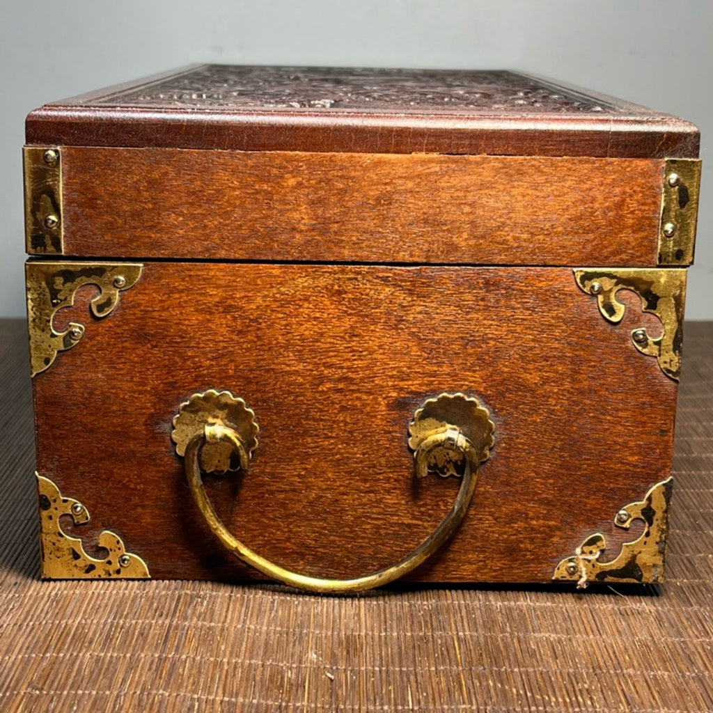 Pear wood carved double ear jewelry box