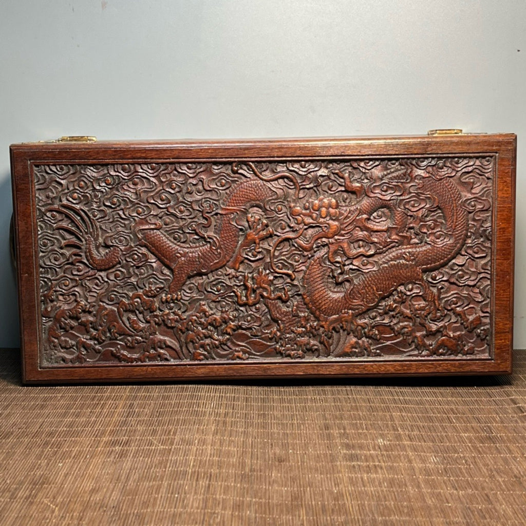 Pear wood carved double ear jewelry box