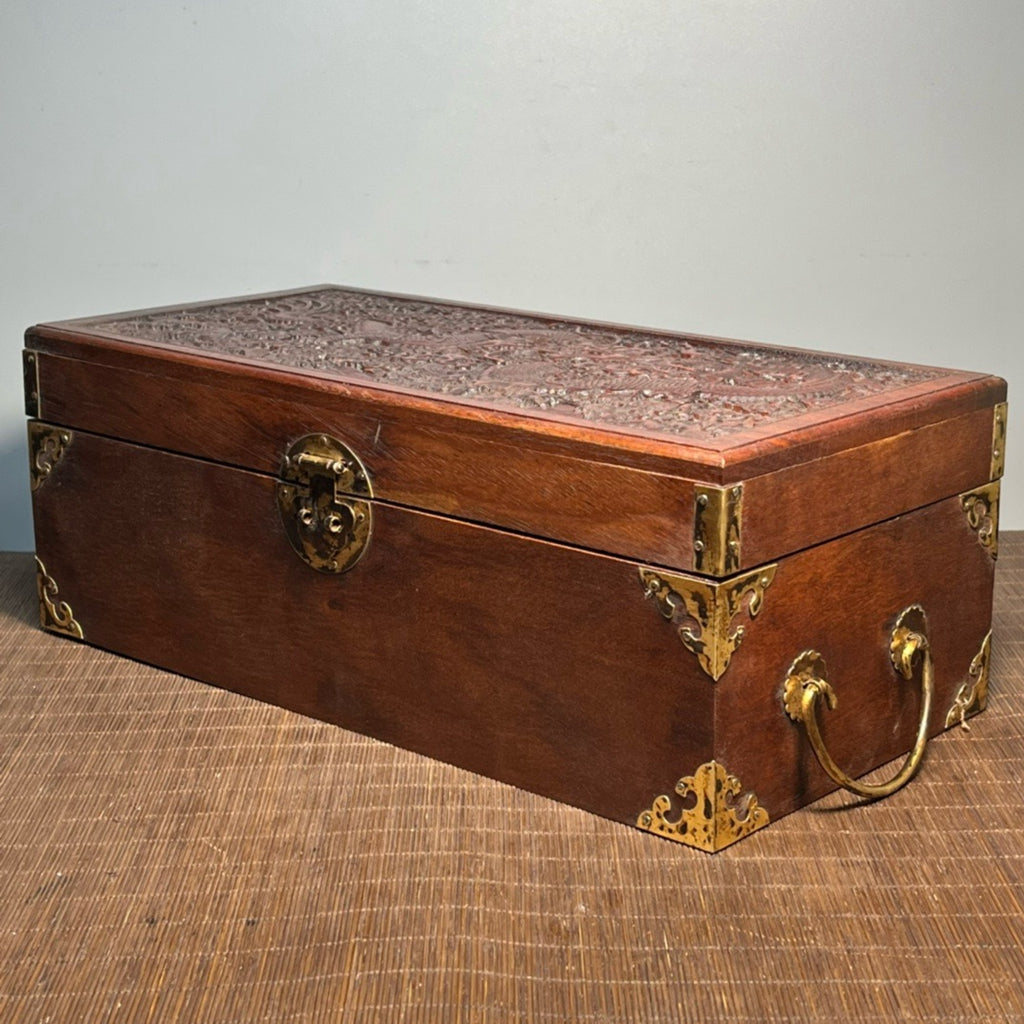 Pear wood carved double ear jewelry box
