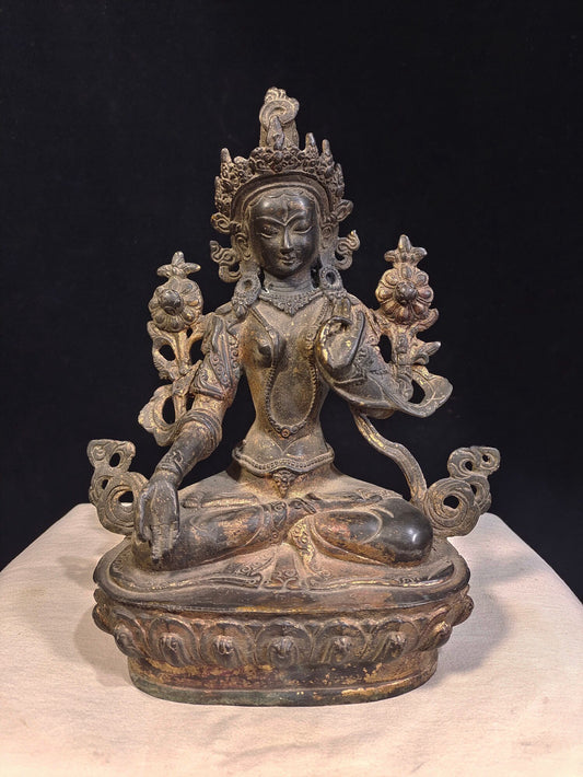 Chinese Antique Pure Copper White Tara Bodhisattva