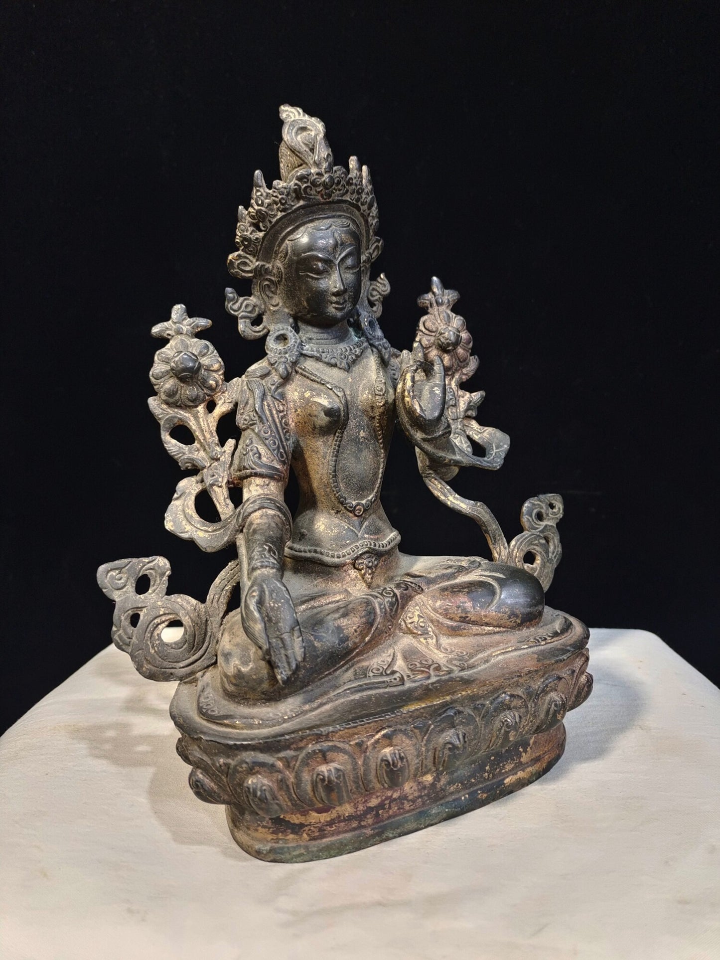 Chinese Antique Pure Copper White Tara Bodhisattva