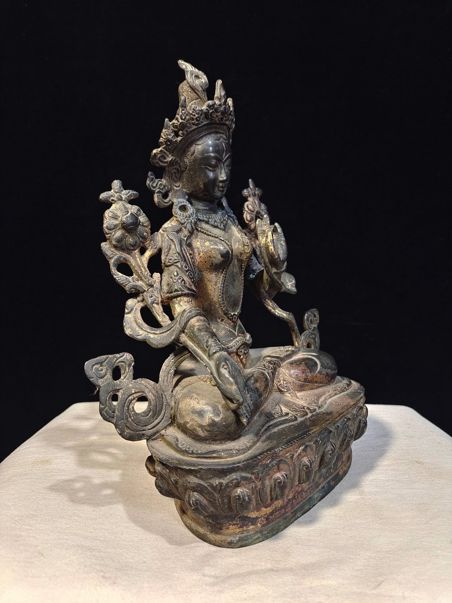 Chinese Antique Pure Copper White Tara Bodhisattva