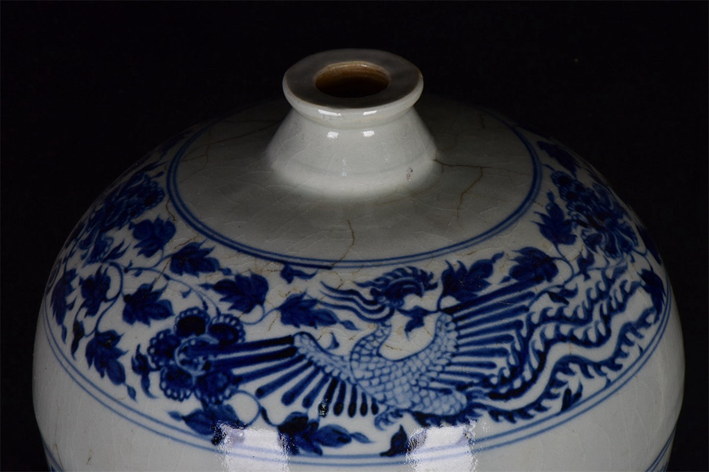 Chinese Antique Blue and White Dragon Pattern Export Return Open Sliced Plum Vase