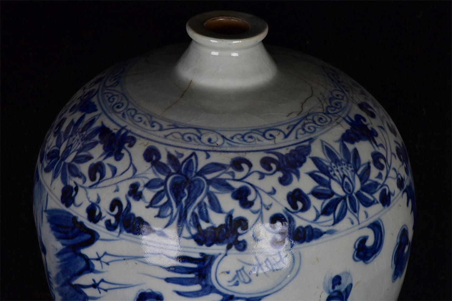 Chinese Antique Blue and White Emperor Taizong's Travel Map for Export Return Open Plum Vase
