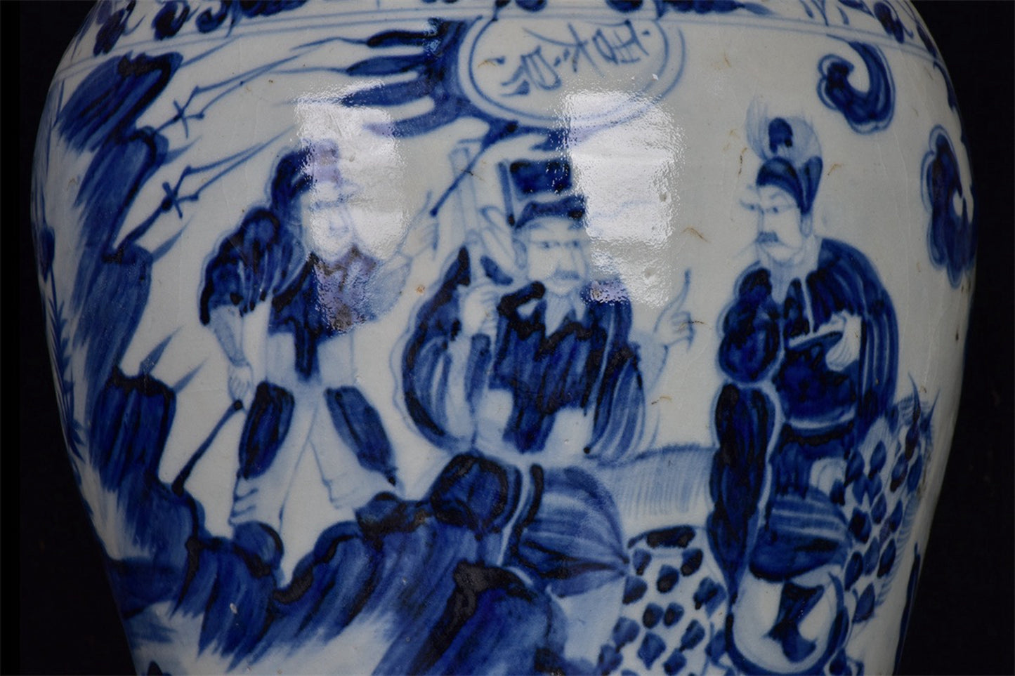 Chinese Antique Blue and White Emperor Taizong's Travel Map for Export Return Open Plum Vase