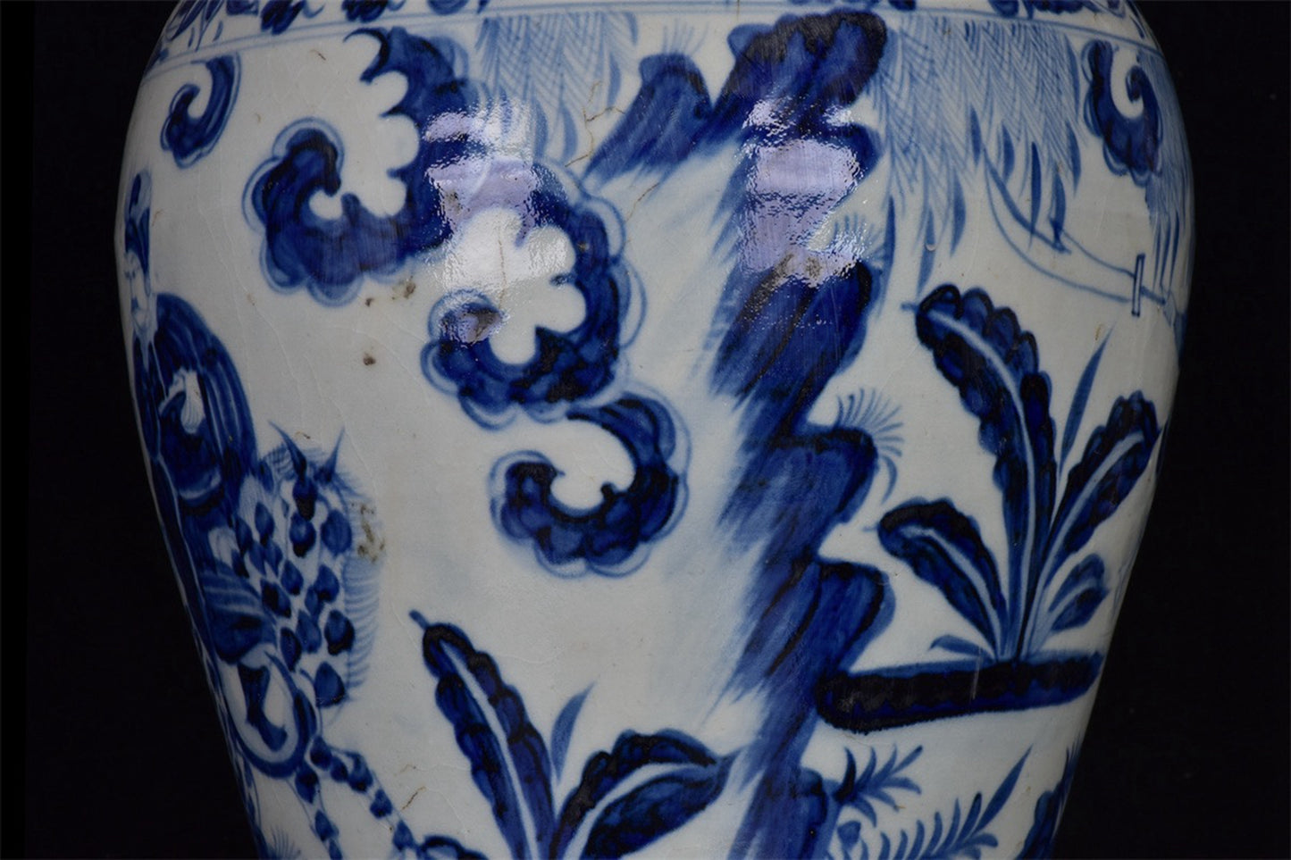 Chinese Antique Blue and White Emperor Taizong's Travel Map for Export Return Open Plum Vase
