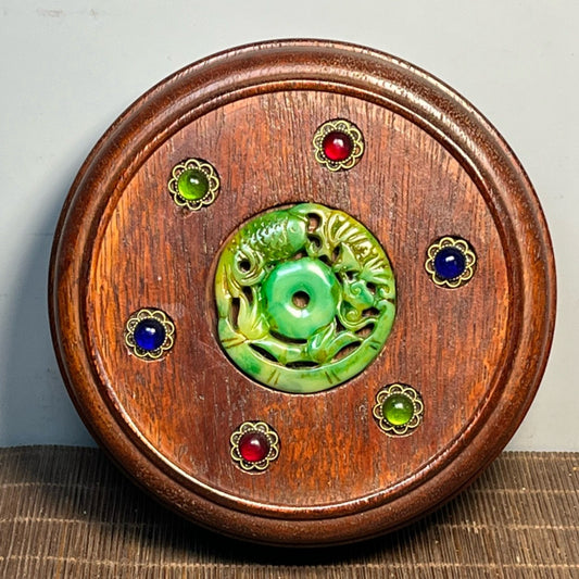 Pear wood carved round bracelet box