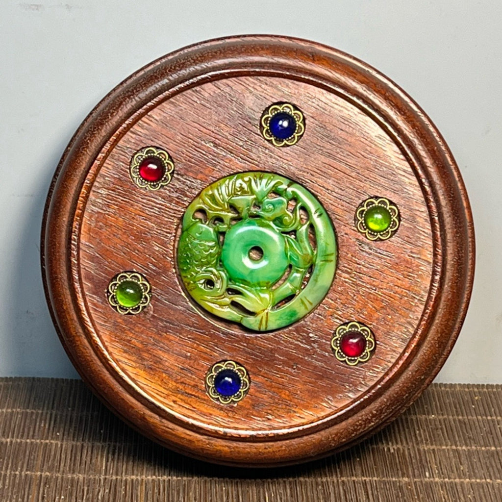 Pear wood carved round bracelet box