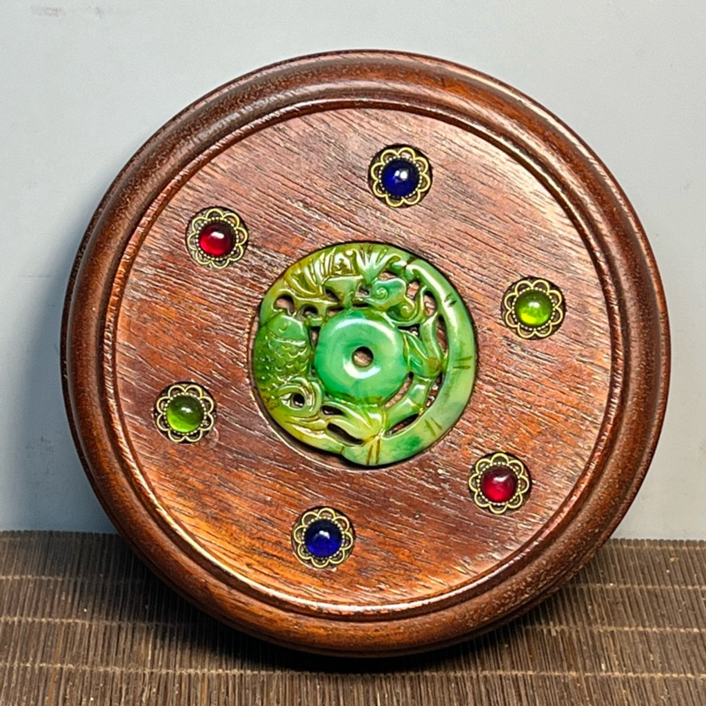 Pear wood carved round bracelet box