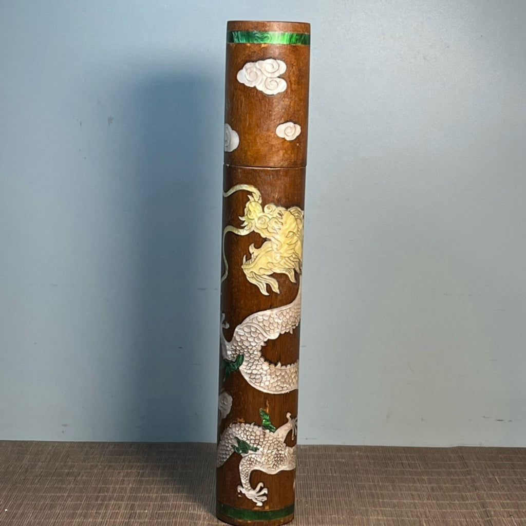 Flower pear wood inlaid with shell dragon diagram