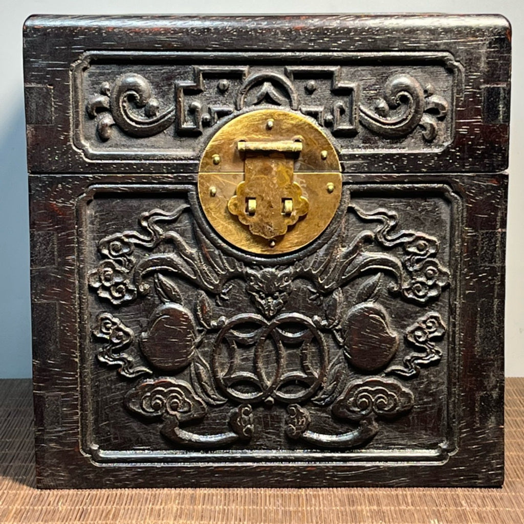 Sandalwood carved square jewelry box