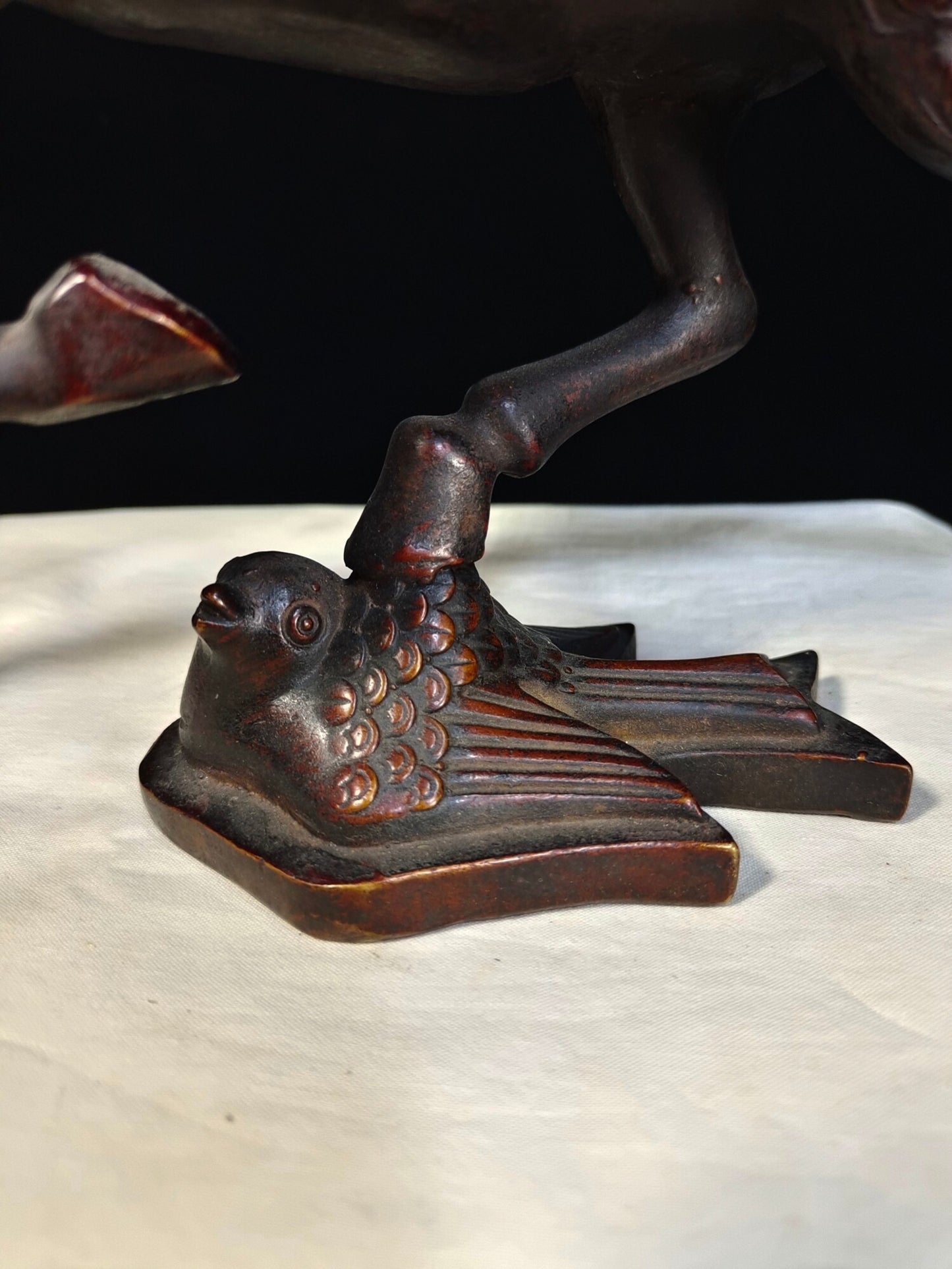 Chinese Antique Pure Copper Horse Treading on Flying Swallow