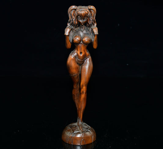 Chinese antique small leaf boxwood figure ornaments