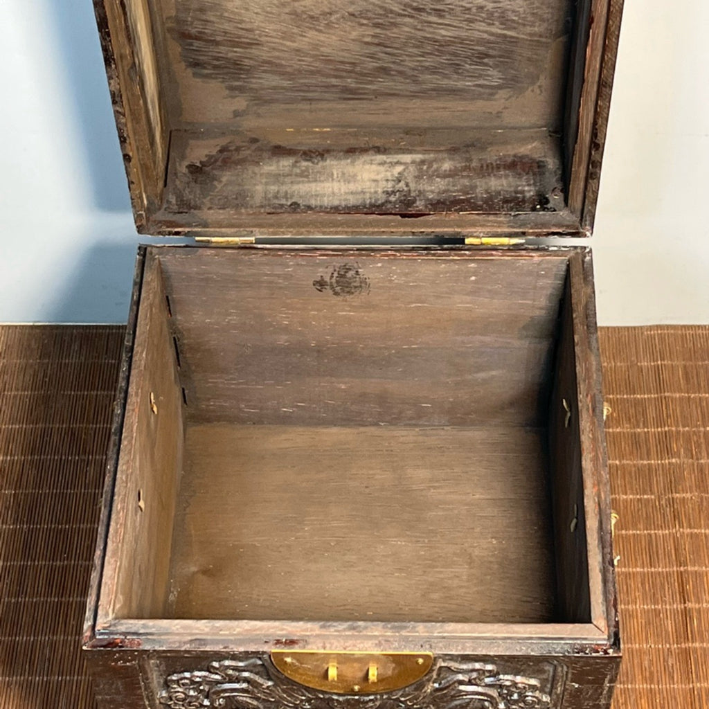 Sandalwood carved square jewelry box