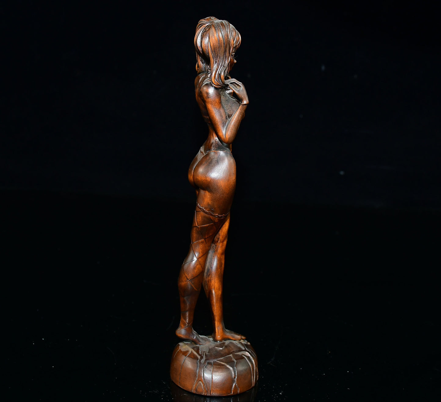 Chinese antique small leaf boxwood figure ornaments