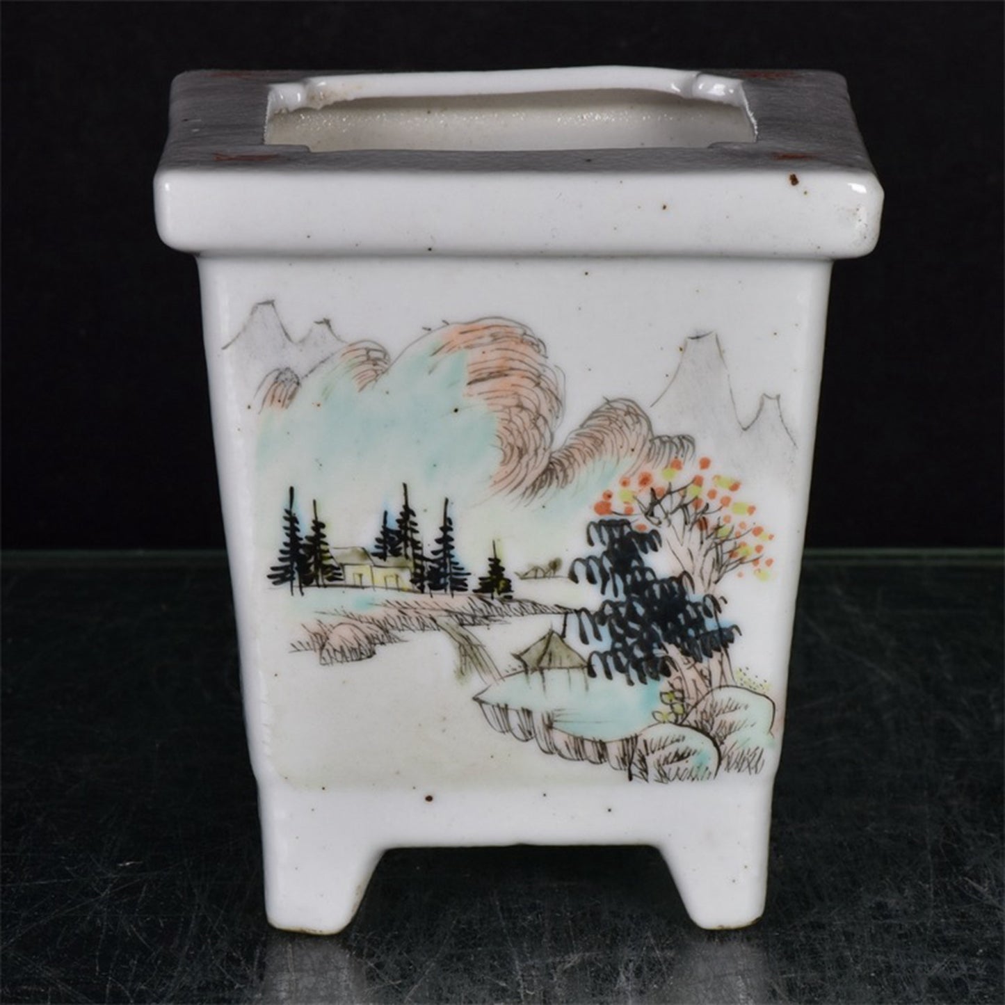 Chinese Antique Character Story Pattern Four Square Flower Pot