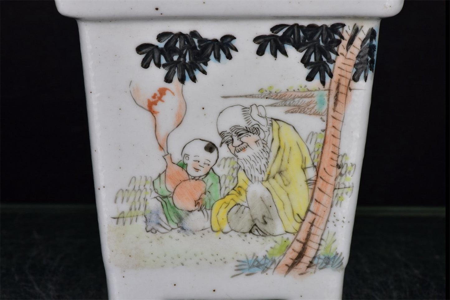 Chinese Antique Character Story Pattern Four Square Flower Pot