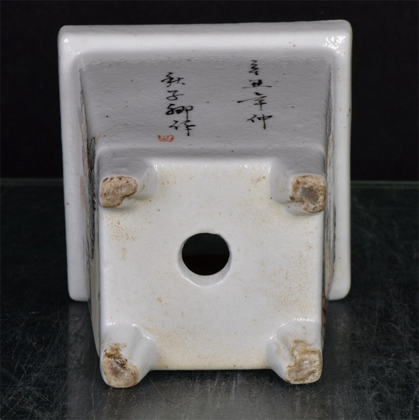 Chinese Antique Character Story Pattern Four Square Flower Pot