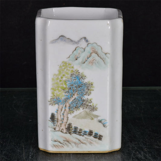 Chinese antique figure patterned square pen holder
