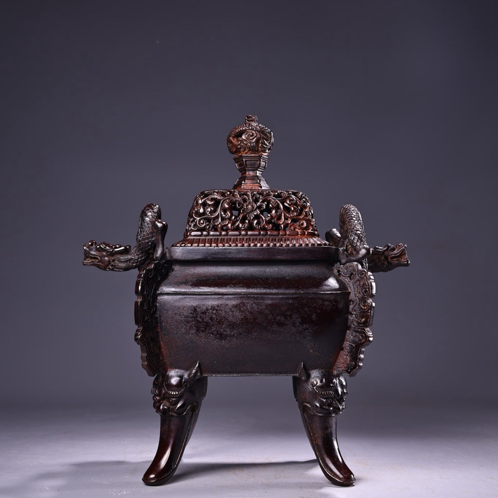 Pure copper high relief carved incense burner