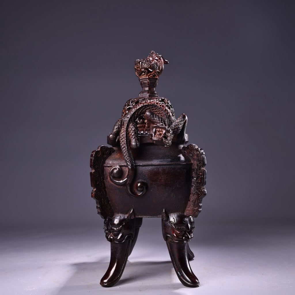 Pure copper high relief carved incense burner