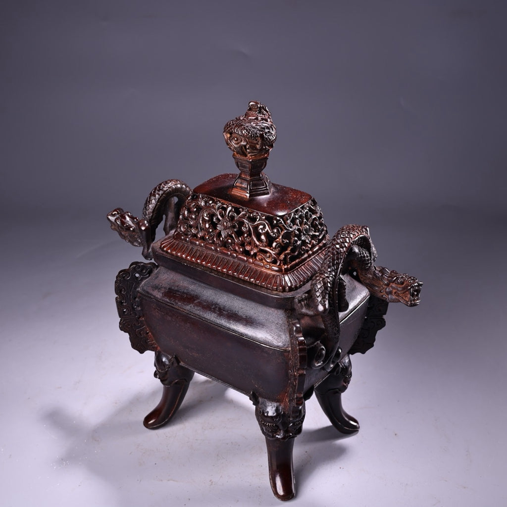 Pure copper high relief carved incense burner