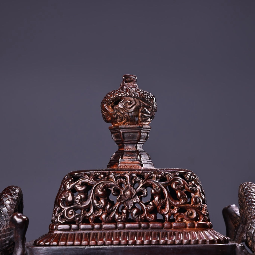 Pure copper high relief carved incense burner