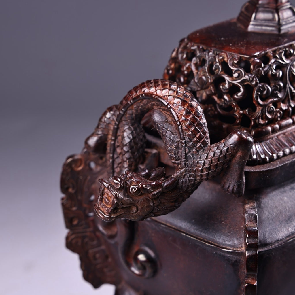 Pure copper high relief carved incense burner