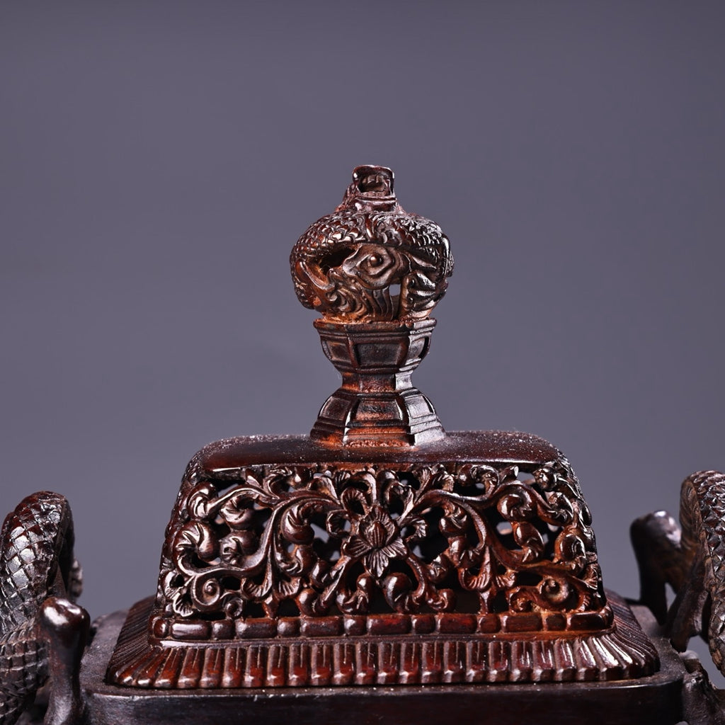 Pure copper high relief carved incense burner