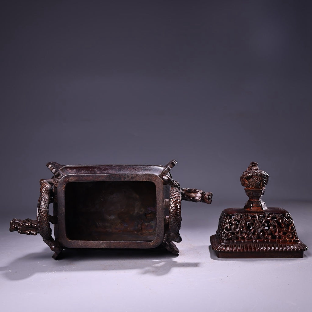 Pure copper high relief carved incense burner