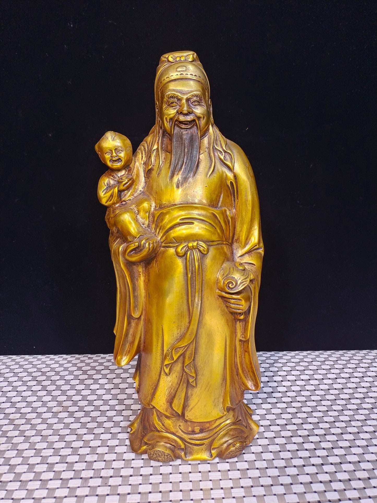 Chinese antique pure copper "Three Stars of Fortune, Wealth, and Longevity"