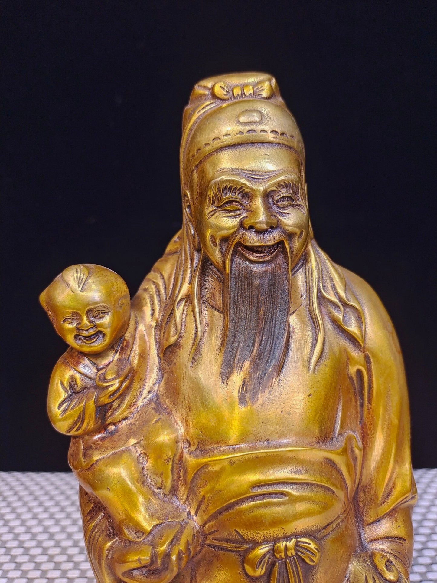 Chinese antique pure copper "Three Stars of Fortune, Wealth, and Longevity"