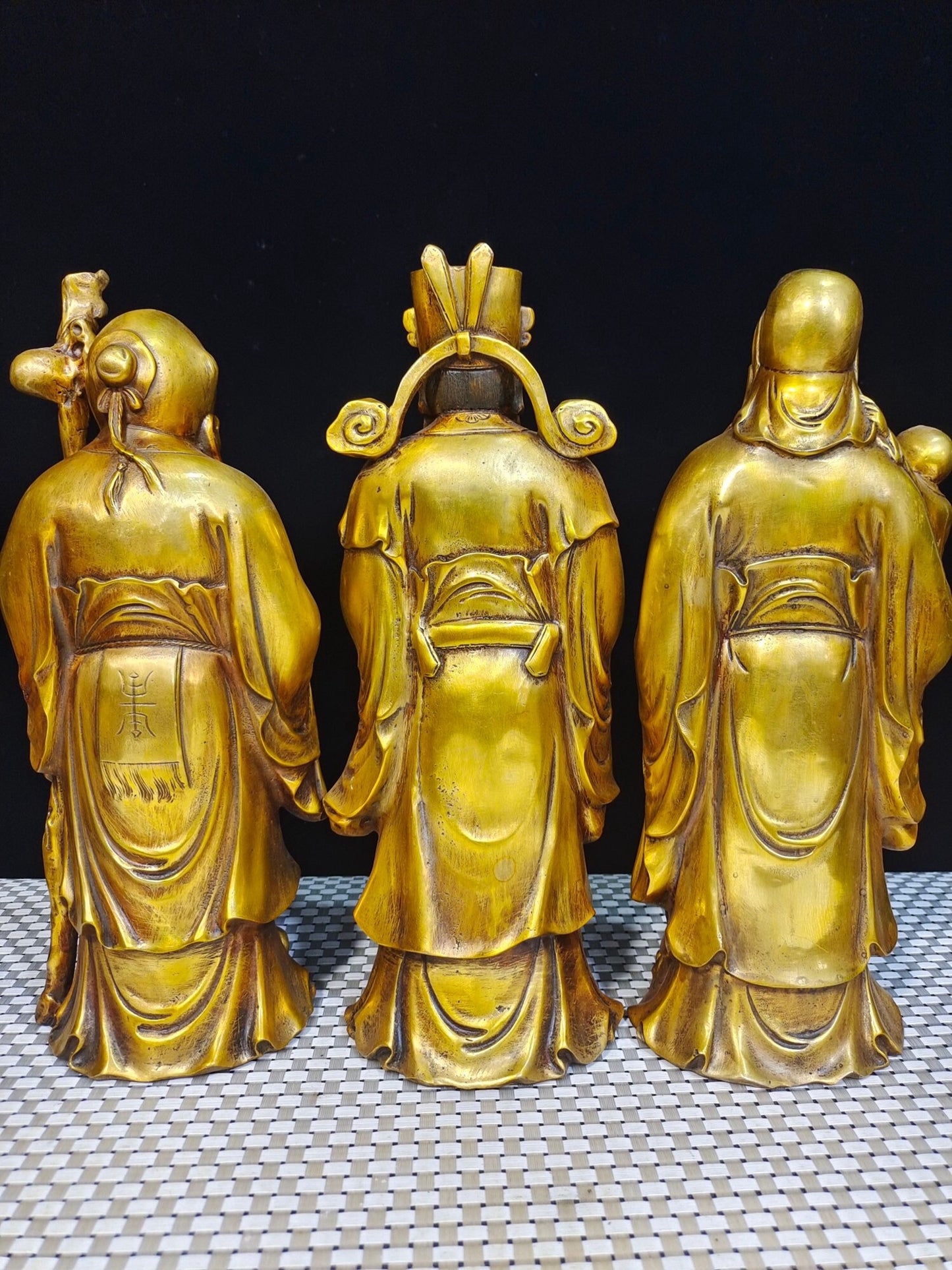 Chinese antique pure copper "Three Stars of Fortune, Wealth, and Longevity"