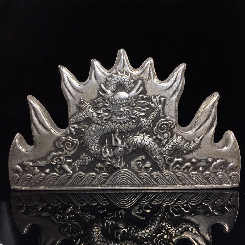 Silver plated single dragon pen holder