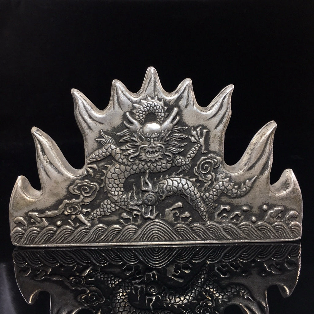 Silver plated single dragon pen holder