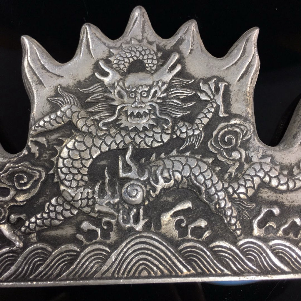 Silver plated single dragon pen holder