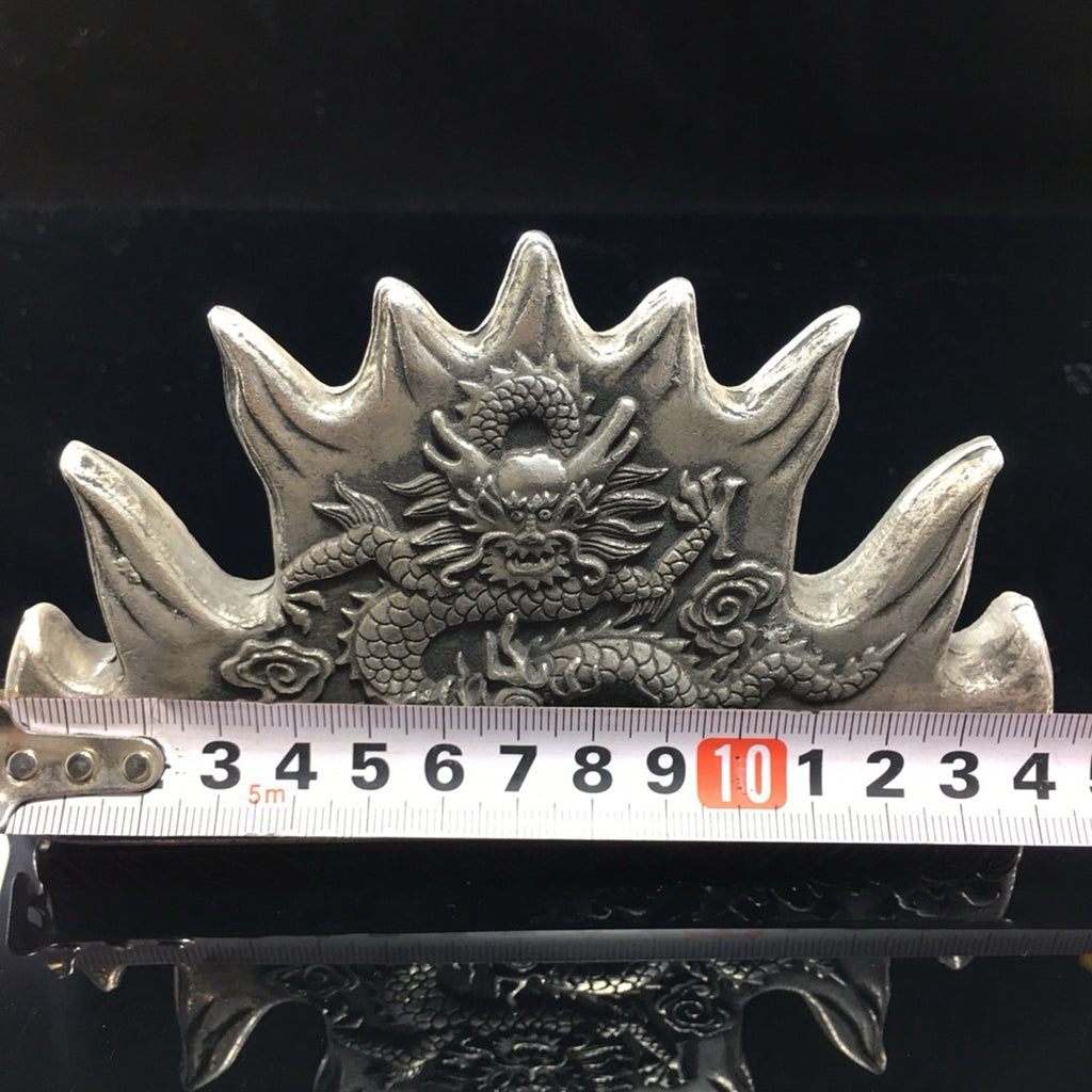 Silver plated single dragon pen holder