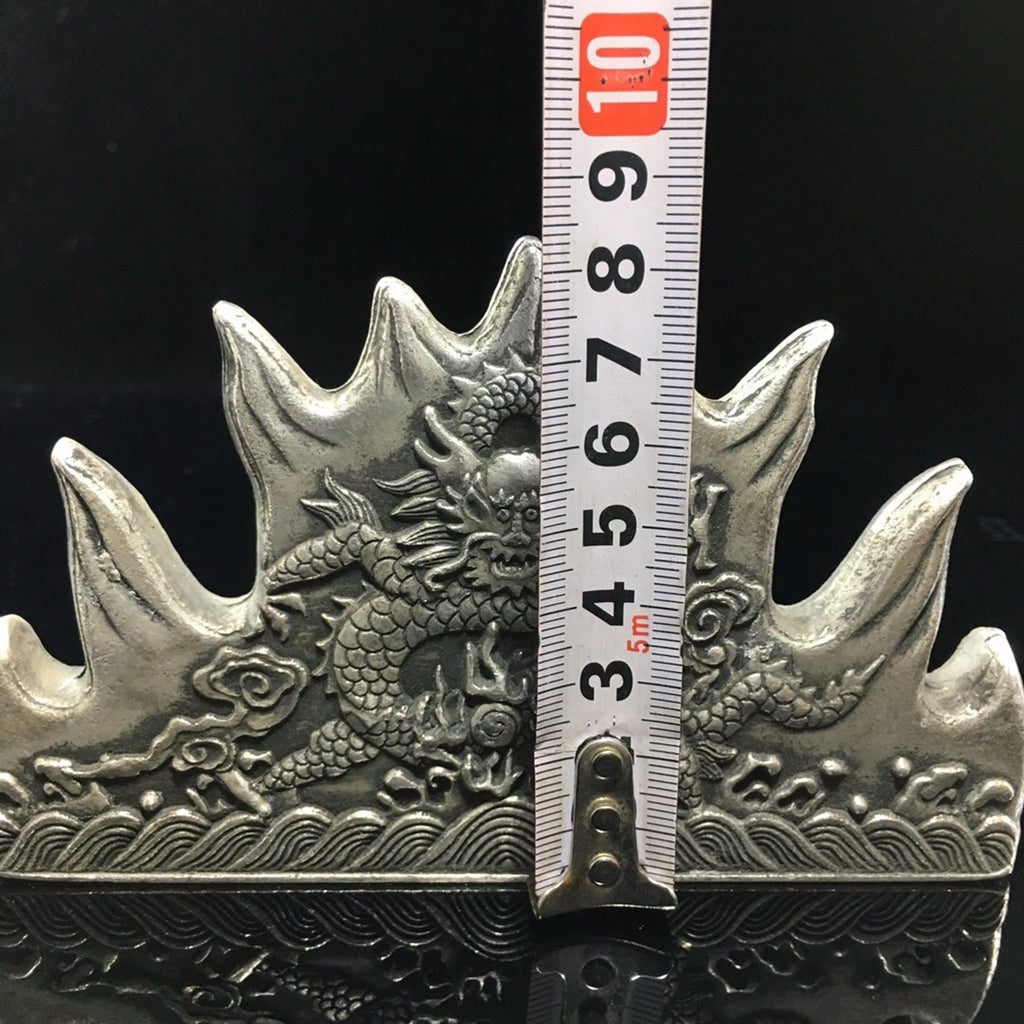 Silver plated single dragon pen holder