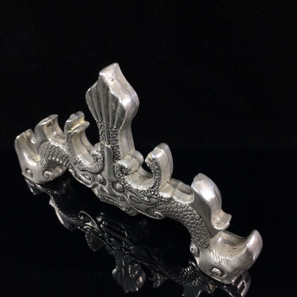 Silver plated beast shaped pen holder