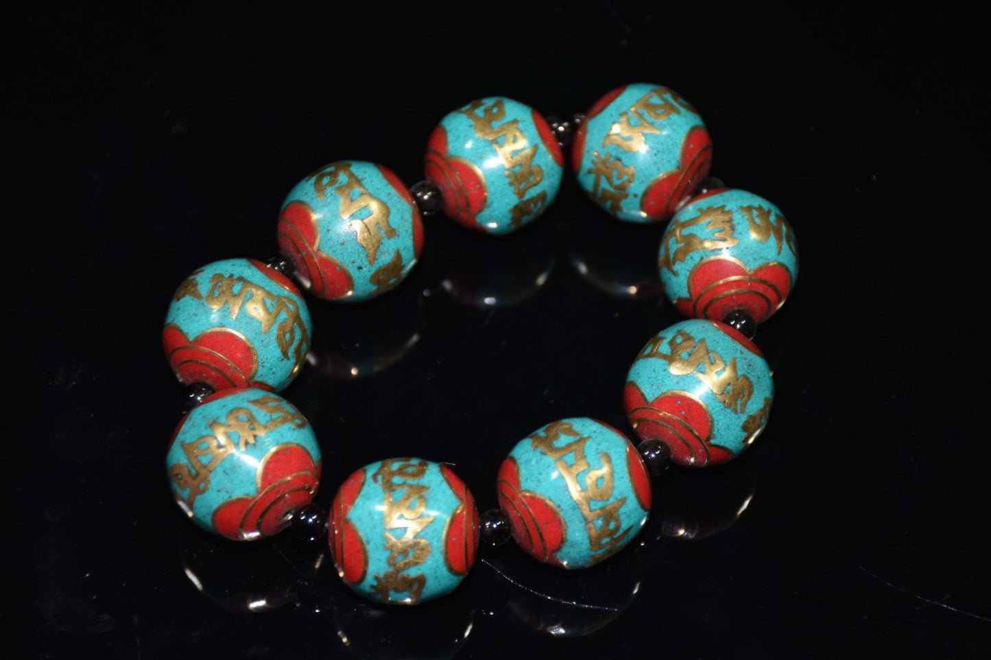 Chinese Antique Red Pine Green Pine Tibetan Handstring