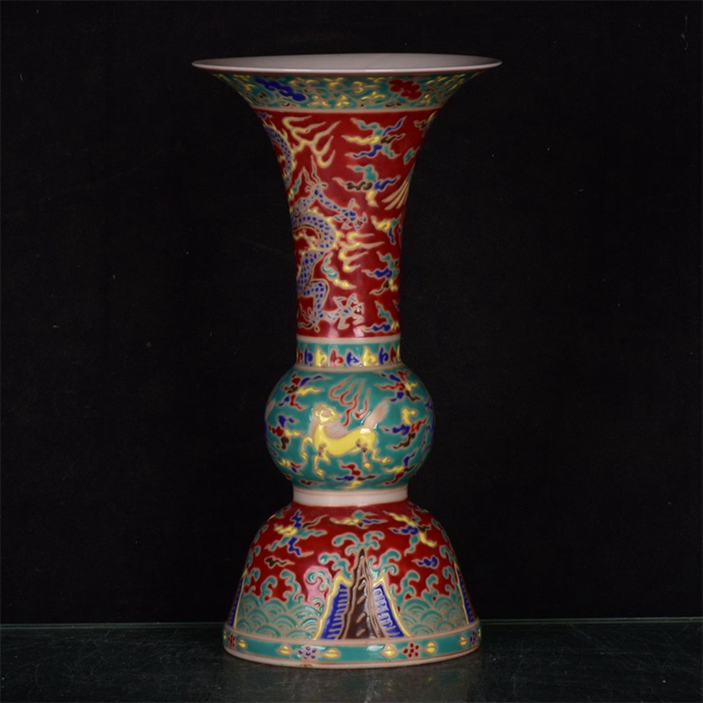 Chinese antique gold painted colorful flower drums
