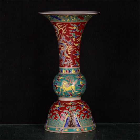 Chinese antique gold painted colorful flower drums