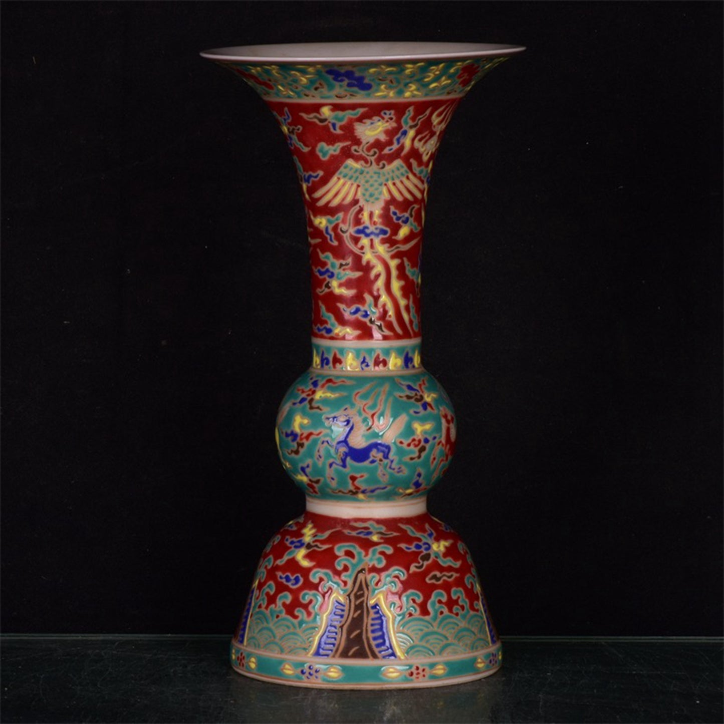 Chinese antique gold painted colorful flower drums
