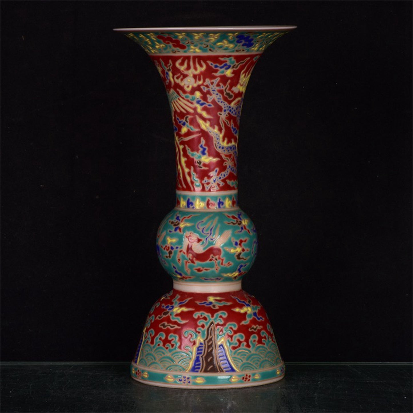 Chinese antique gold painted colorful flower drums