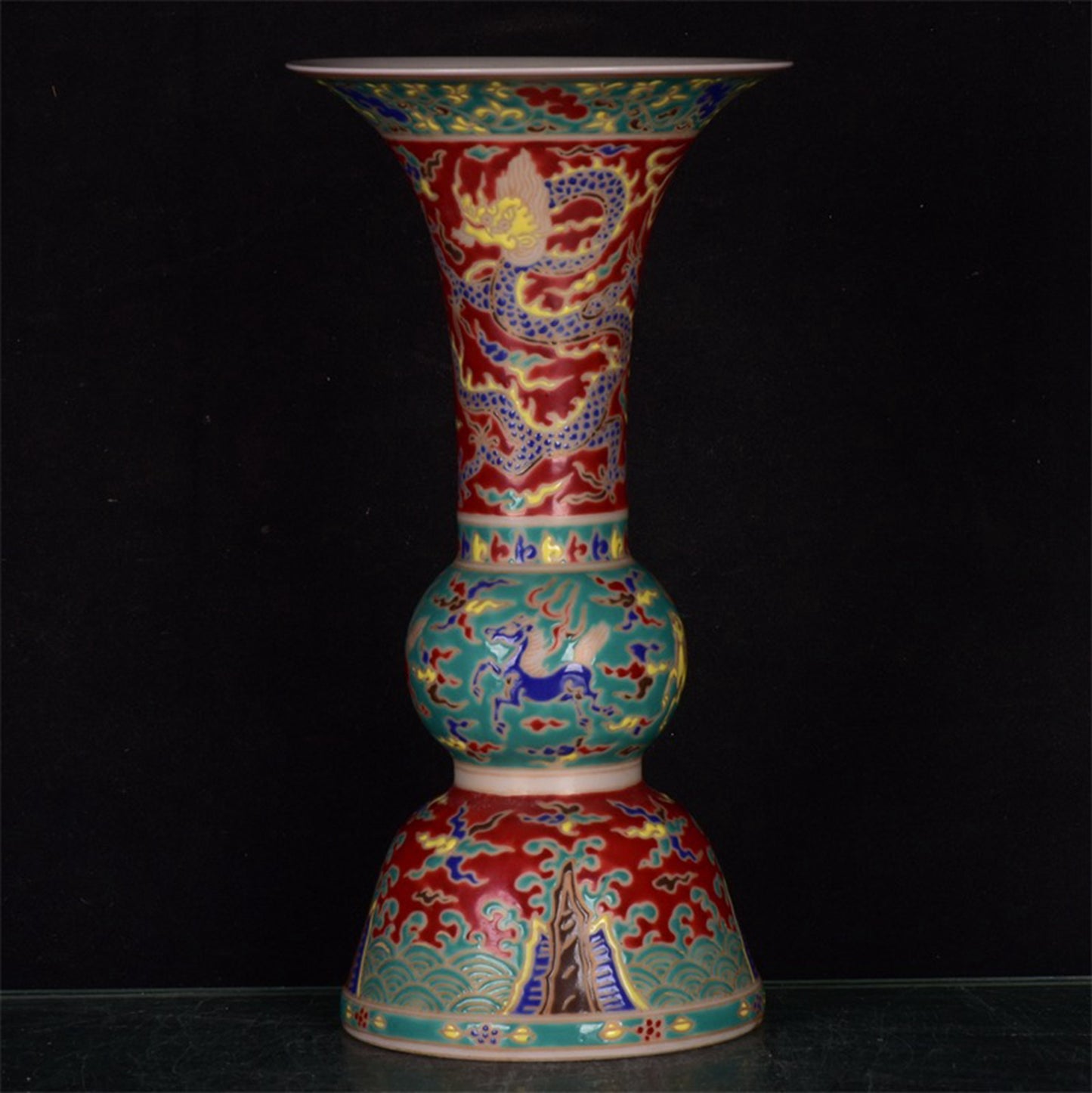 Chinese antique gold painted colorful flower drums