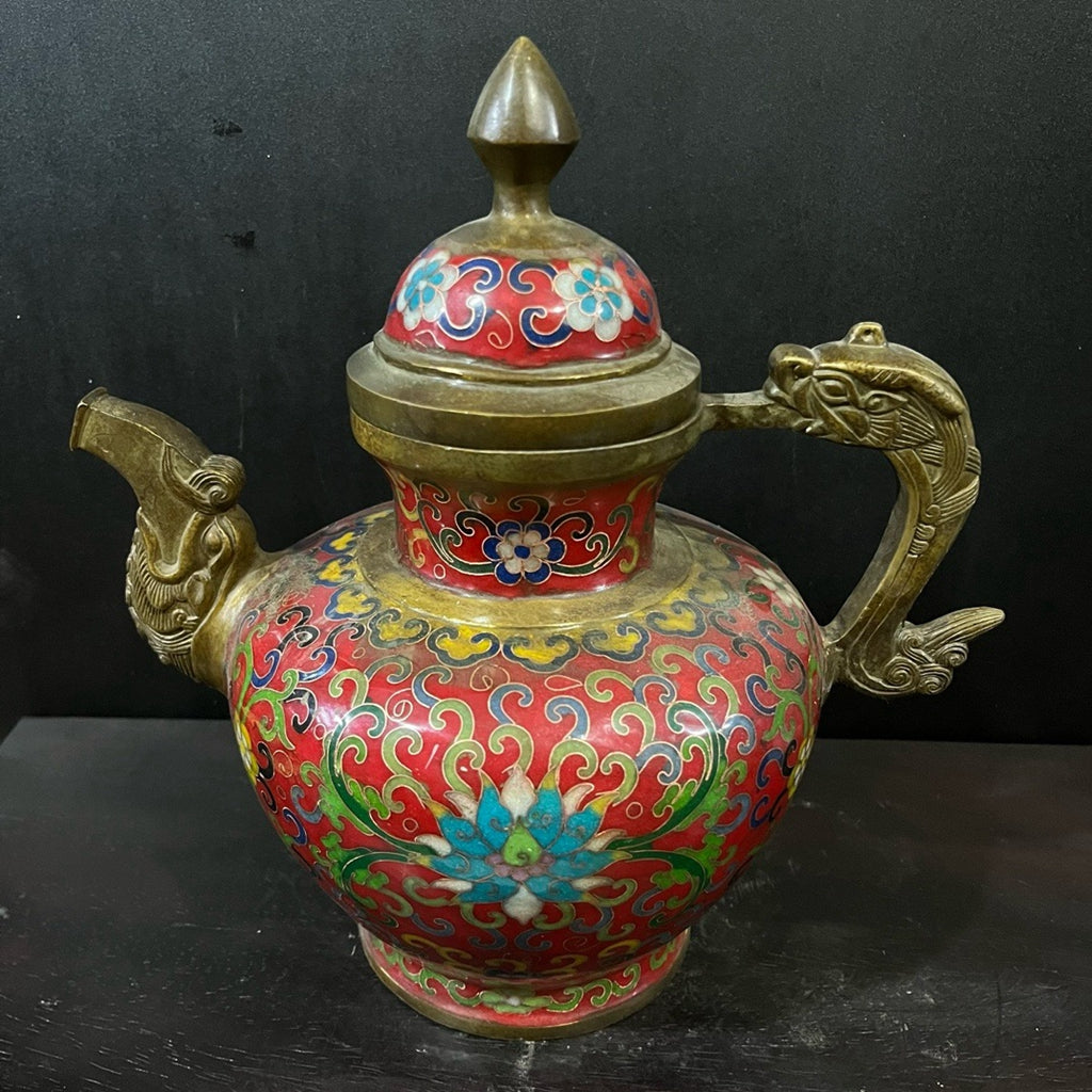 Pure copper Jintai Blue wine pot