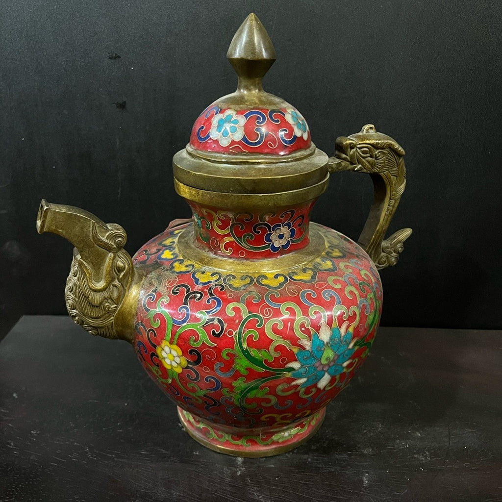 Pure copper Jintai Blue wine pot