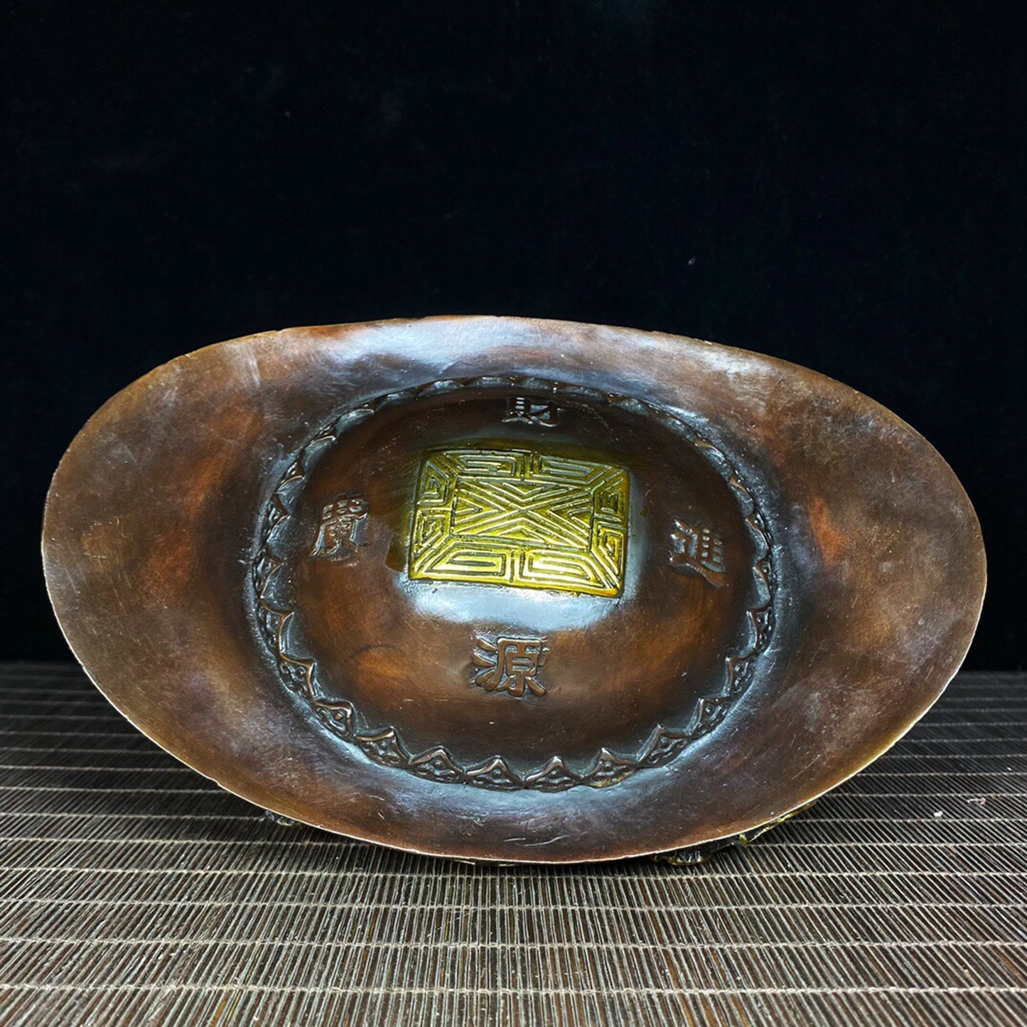 Chinese Antique Pure Copper Five Way Wealth God Kai Yun Da Yuanbao